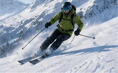 Skier navigating a steep slope representing AI agents taking action