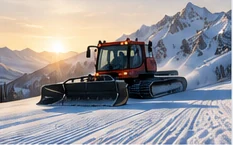 Snow groomer representing efficient and sustainable AI operations